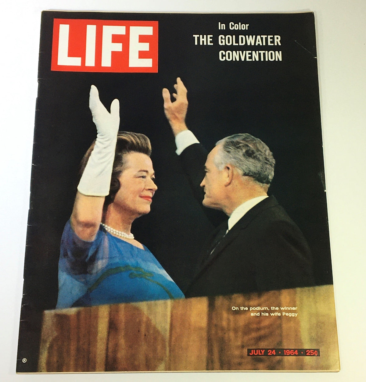 VTG Life Magazine July 24 1964 cover featuring Barry and Margaret Goldwater at the GOP convention, showcasing a pivotal moment in American political history.