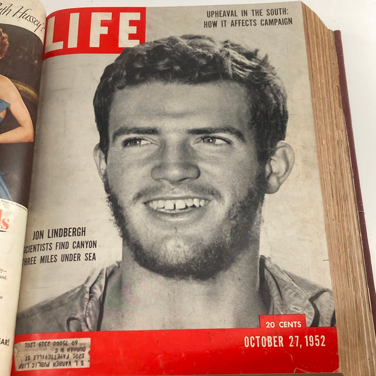 Cover of VTG 1952 Bound Life Magazine featuring Jon Lindbergh, dated October 27, 1952.