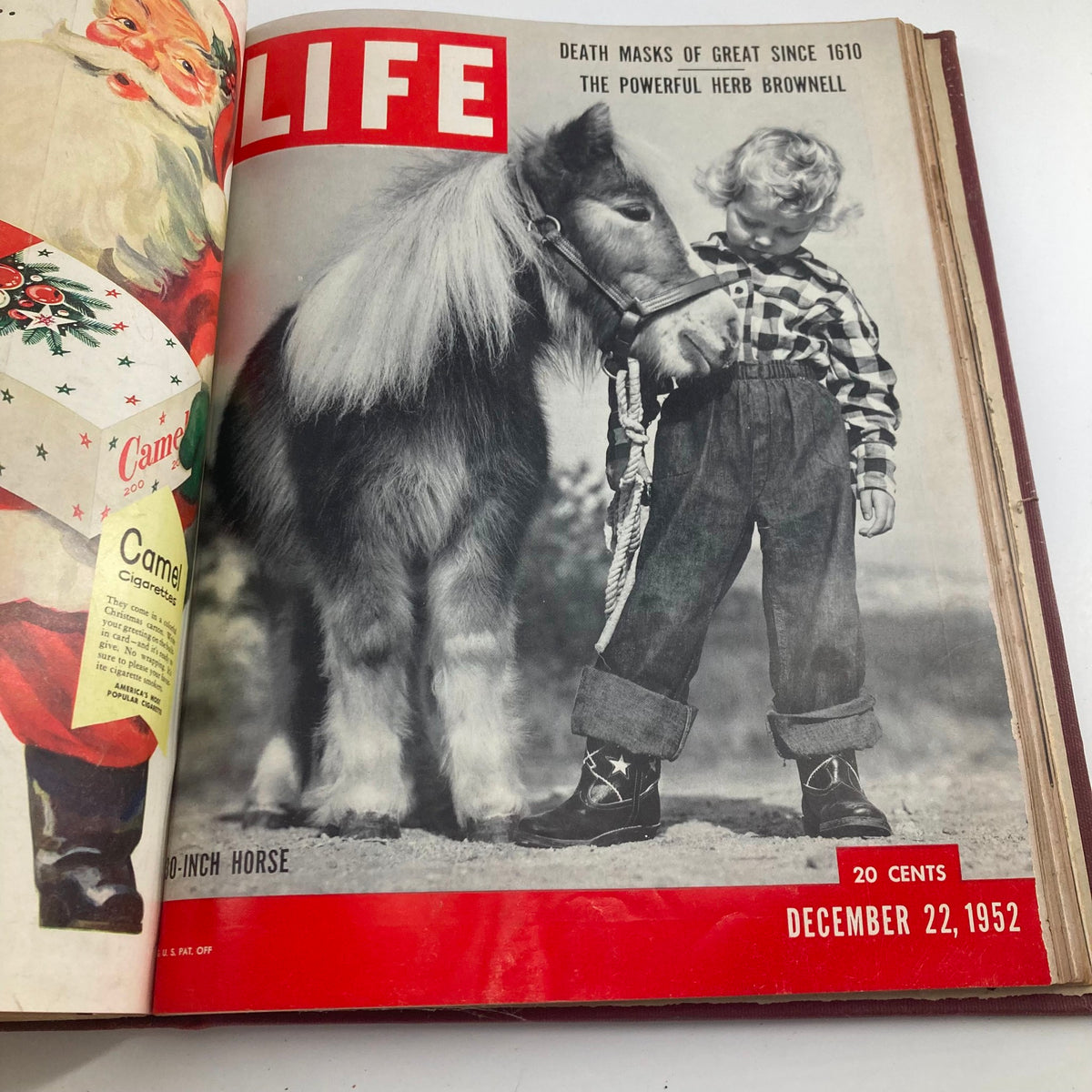 VTG 1952 Bound Life Magazine showcasing a young boy with a miniature horse on the cover, dated December 22, 1952.