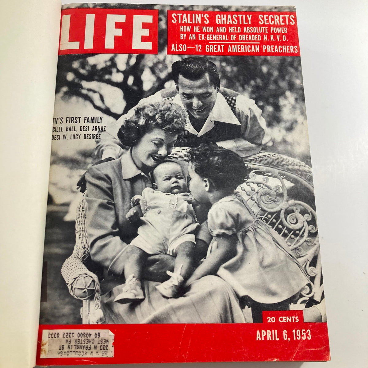 VTG 1953 Bound Life Magazine April - June Weekly Issue cover depicting Lucille Ball with her family from the April 6, 1953 issue