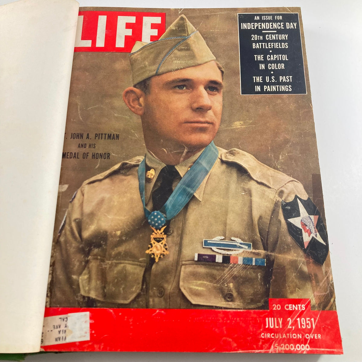 Cover of the Vintage 1951 Bound Life Magazine featuring Sgt. John A. Pittman, a Medal of Honor recipient.