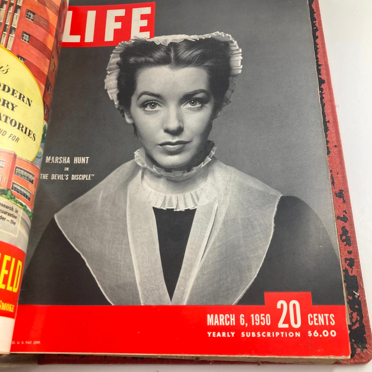 Cover of VTG 1950 Bound Life Magazine featuring Marsha Hunt, March 6, 1950 issue, highlighting the actress and her role in The Devil's Disciple.