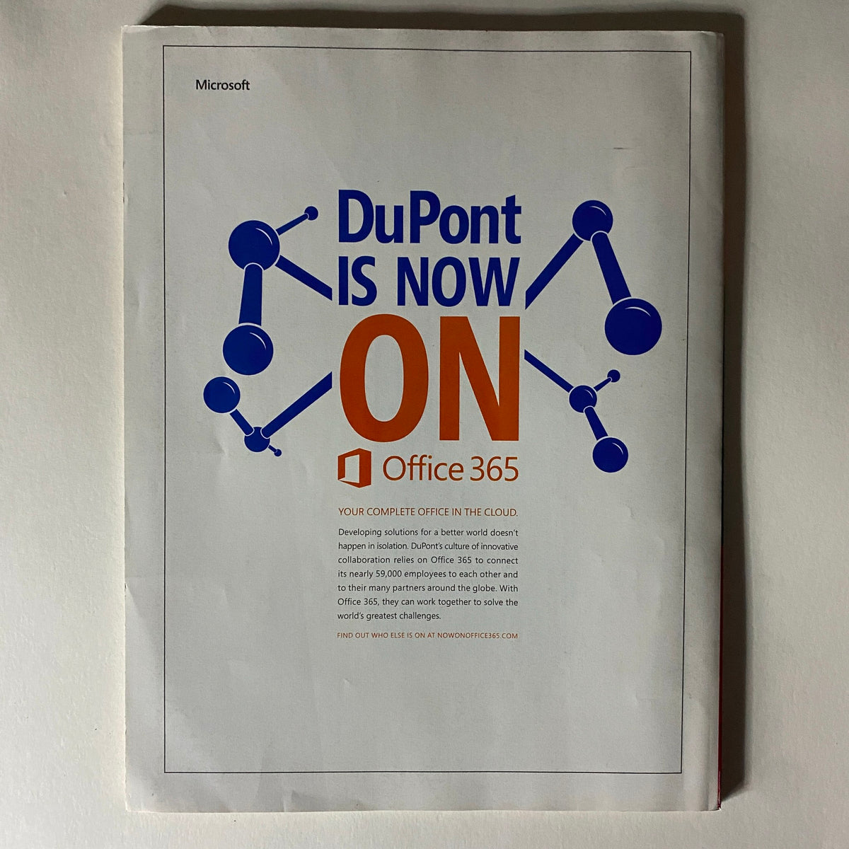 Back cover of Fortune Magazine February 4, 2013, displaying an advertisement for Office 365 by Microsoft.