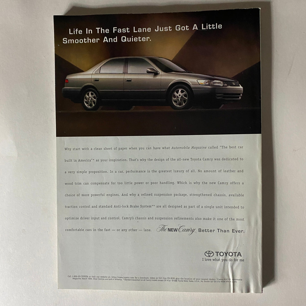 Fortune Magazine December 23, 1996, Investor's Guide 1997, features an advertisement for the all-new Toyota Camry, highlighting its design and performance improvements.