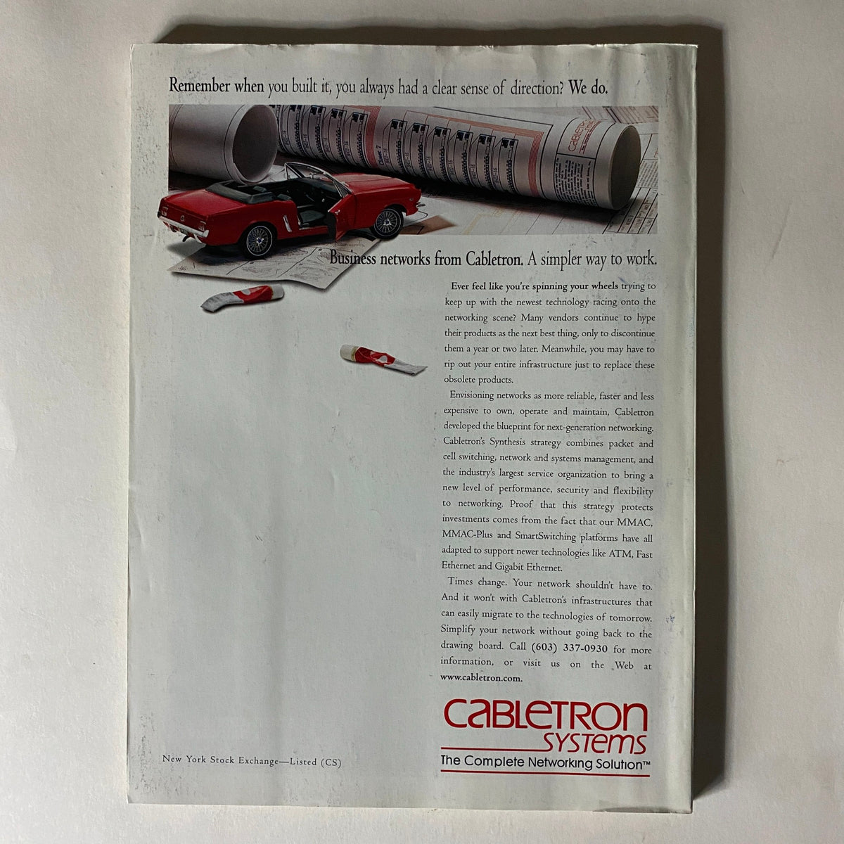 Back cover of Fortune Magazine August 4, 1997, featuring an advertisement for Cabletron Systems, emphasizing business networking solutions.