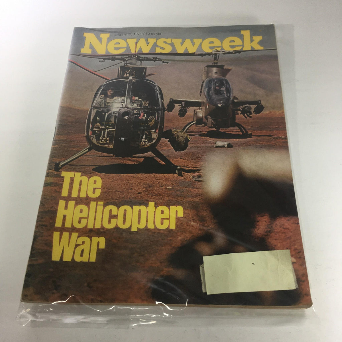 Vintage Newsweek Magazine Cover from March 15, 1971 featuring 'The Helicopter War' showcasing military helicopters on a desert landscape.