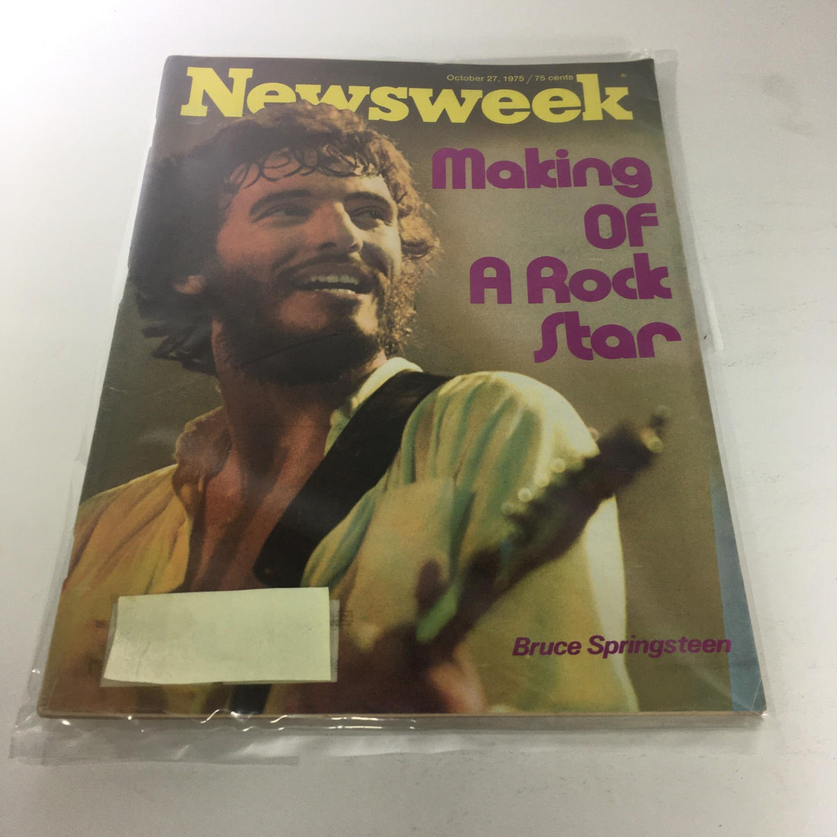 Vintage Newsweek Magazine cover featuring Bruce Springsteen, titled 'Making of a Rock Star,' dated October 25, 1975.