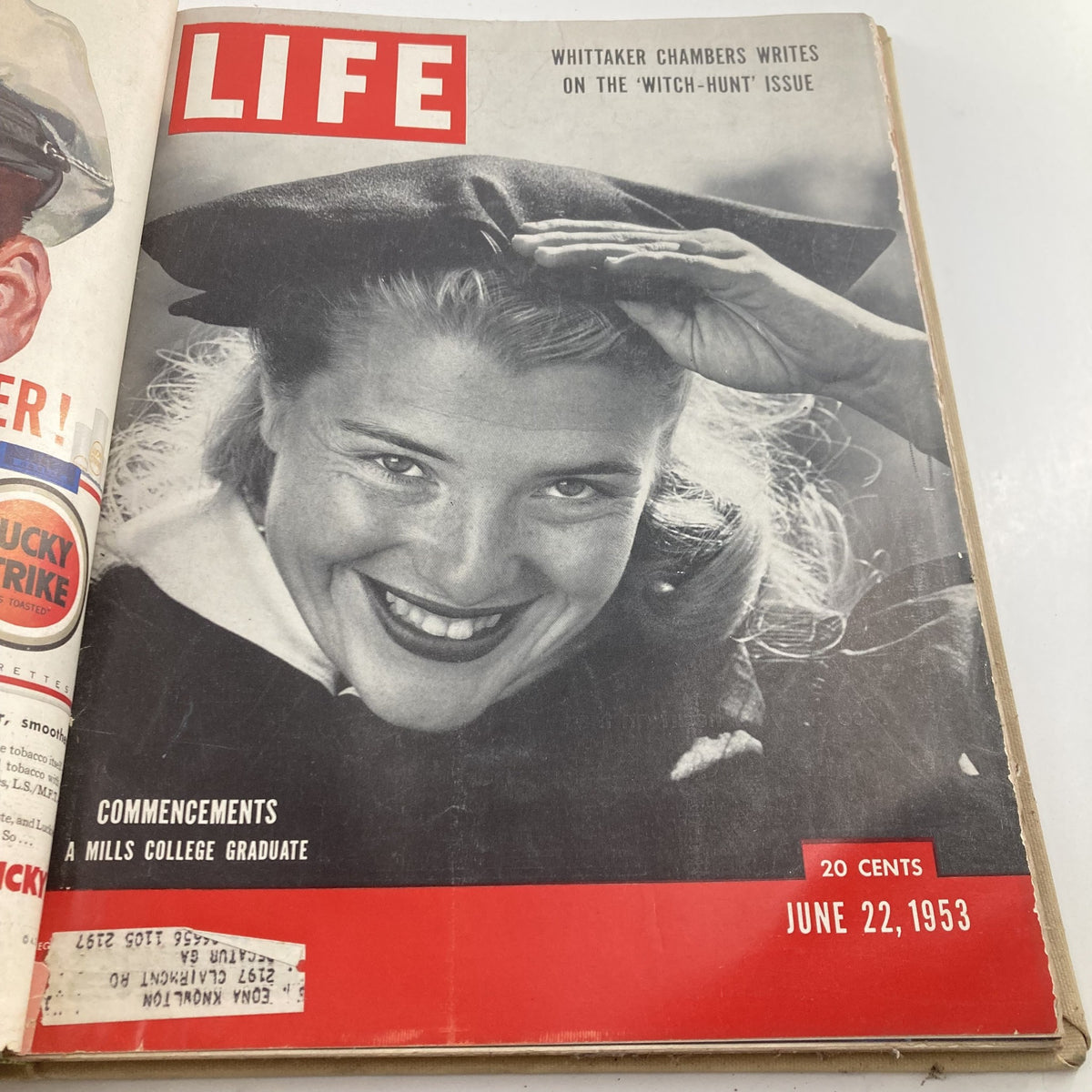 Cover of VTG 1953 Bound LIFE Magazine, June 22 issue featuring a college graduate, capturing milestone moments in education.