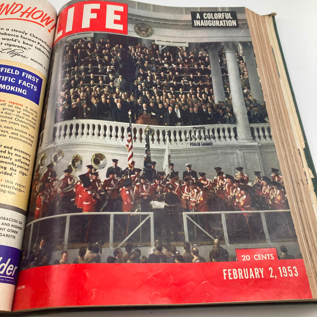 VTG 1953 Bound Life Magazine Cover featuring the inauguration of President Eisenhower, February 2, 1953 issue.