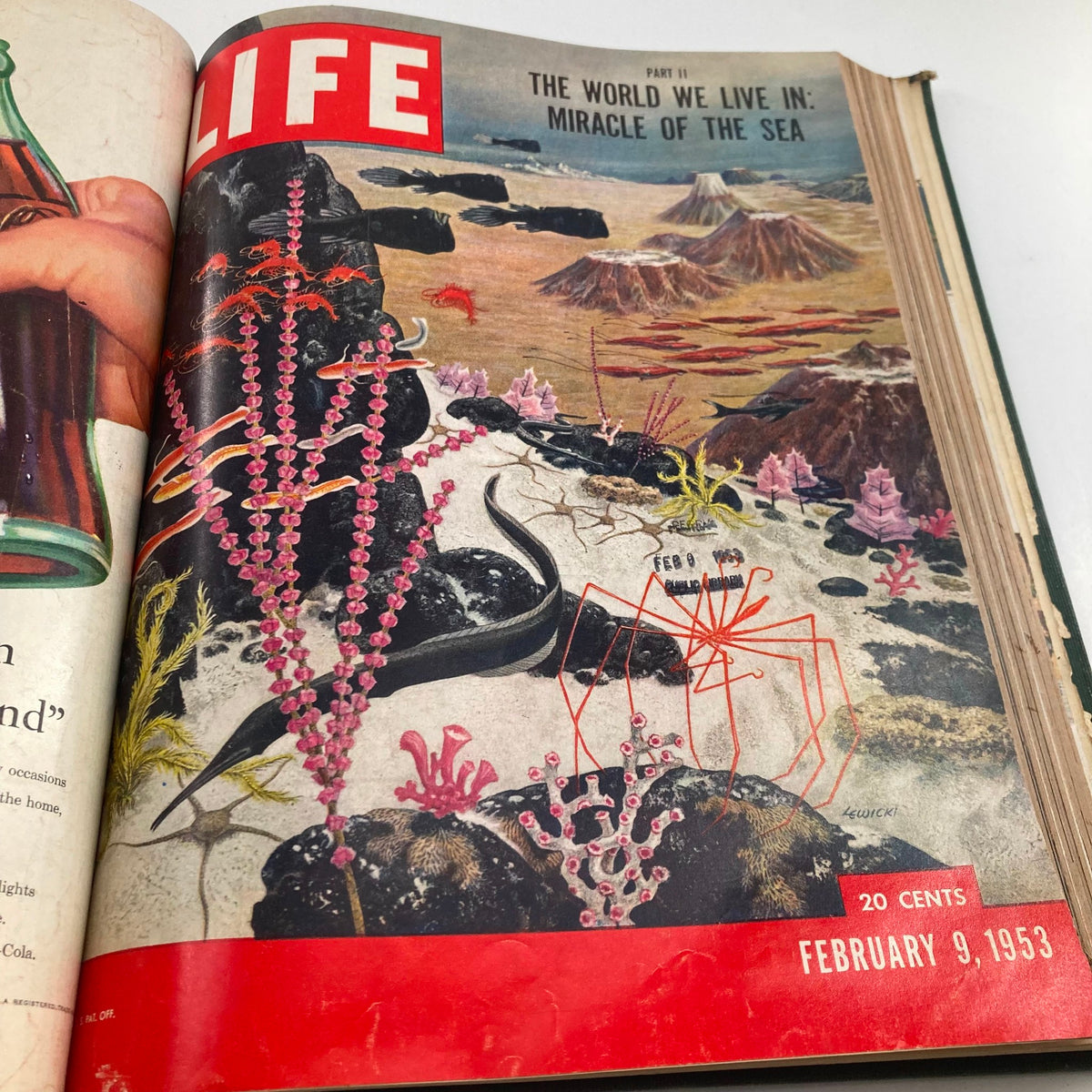 VTG 1953 Bound Life Magazine Cover showcasing the Miracle of the Sea, February 9, 1953 issue.
