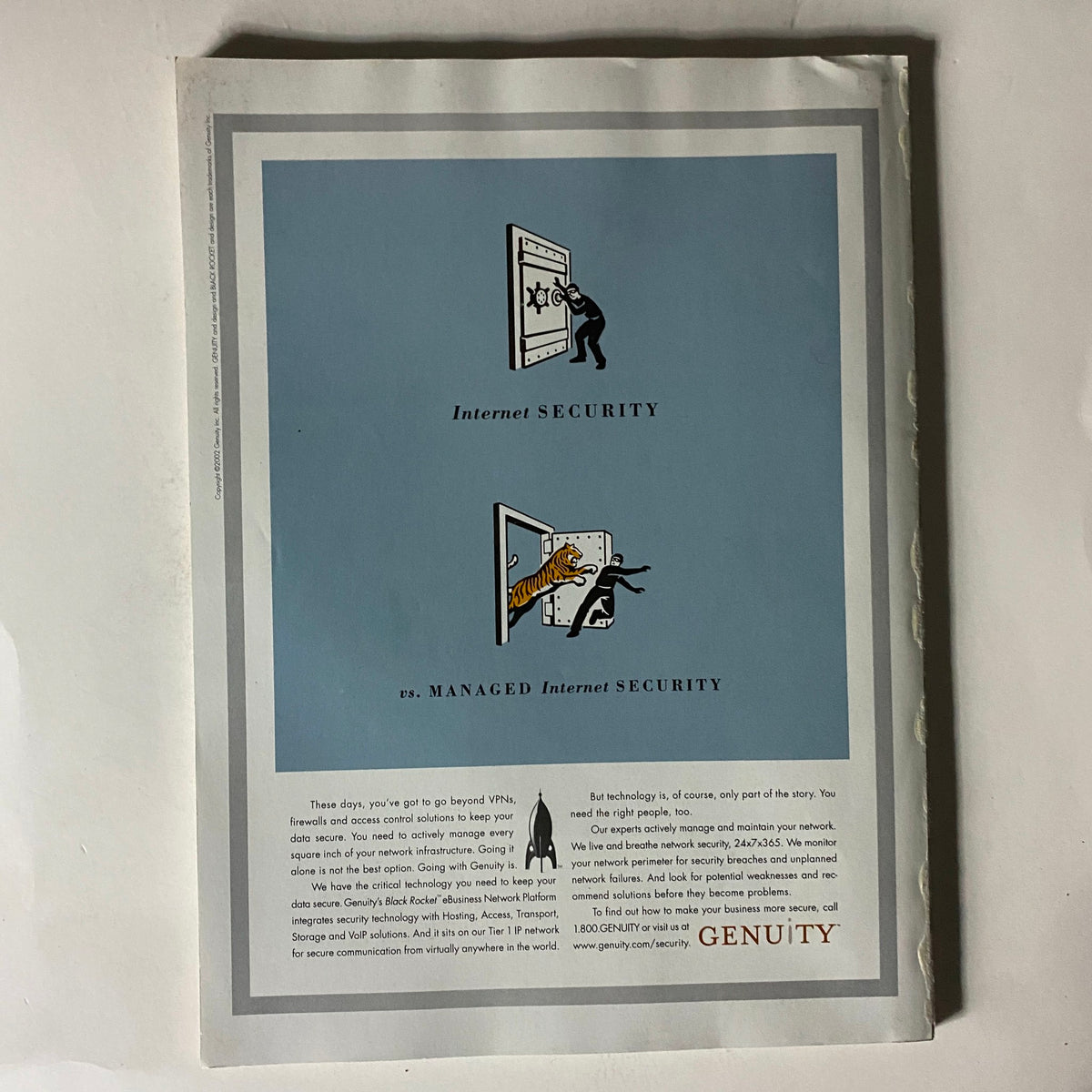 Back cover of the July 1, 2002 issue of Fortune Magazine, featuring an advertisement for Internet Security services.