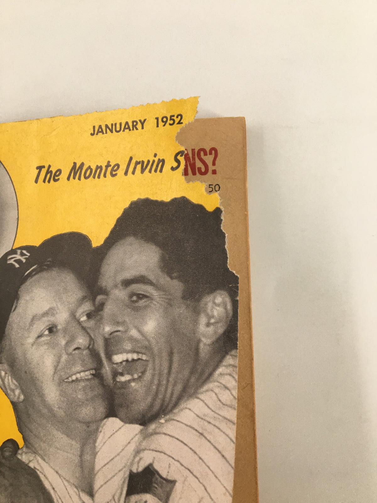 Cover of VTG Baseball Digest Magazine January 1952 featuring Eddie Lopat and Phil Rizzuto with the title 'The Monte Irvin S?'. A vintage magazine capturing historical baseball moments.