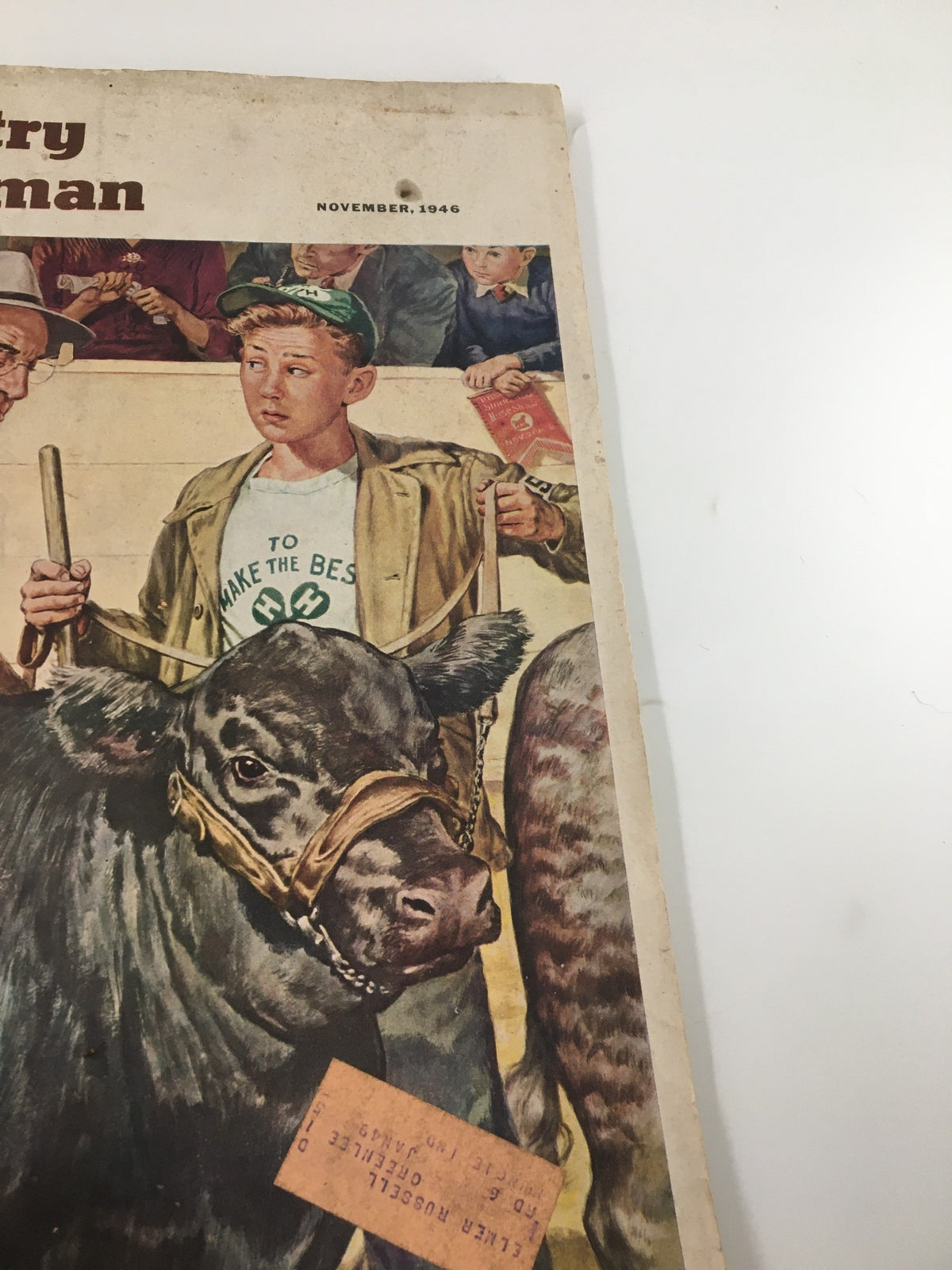 Cover of VTG Country Gentleman Magazine from November 1946, featuring a young boy with a calf at a livestock event.