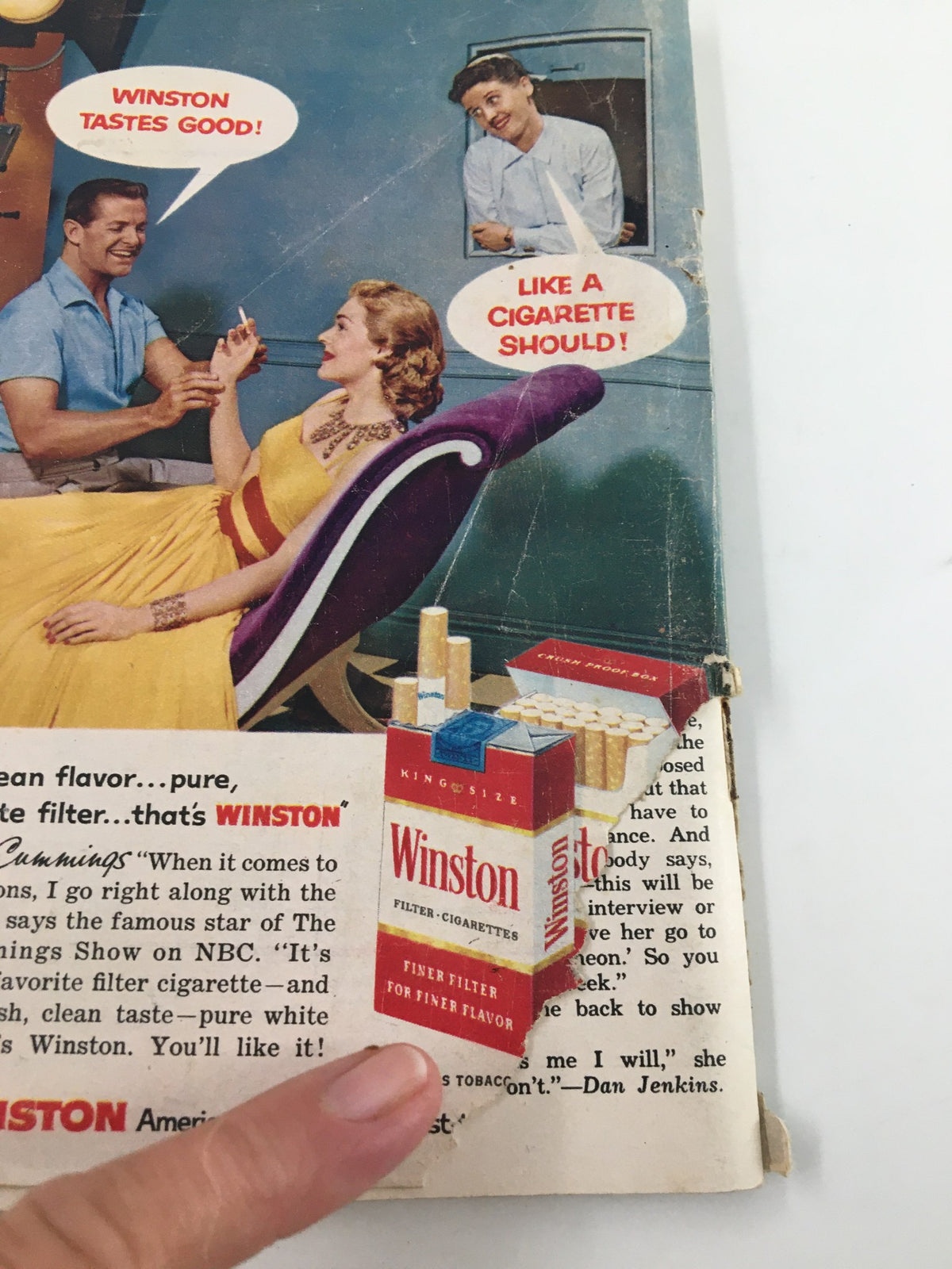 TV Guide Magazine June 14 1958 featuring a colorful advertisement for Winston cigarettes, showcasing vintage marketing styles with characters interacting in a playful setting.