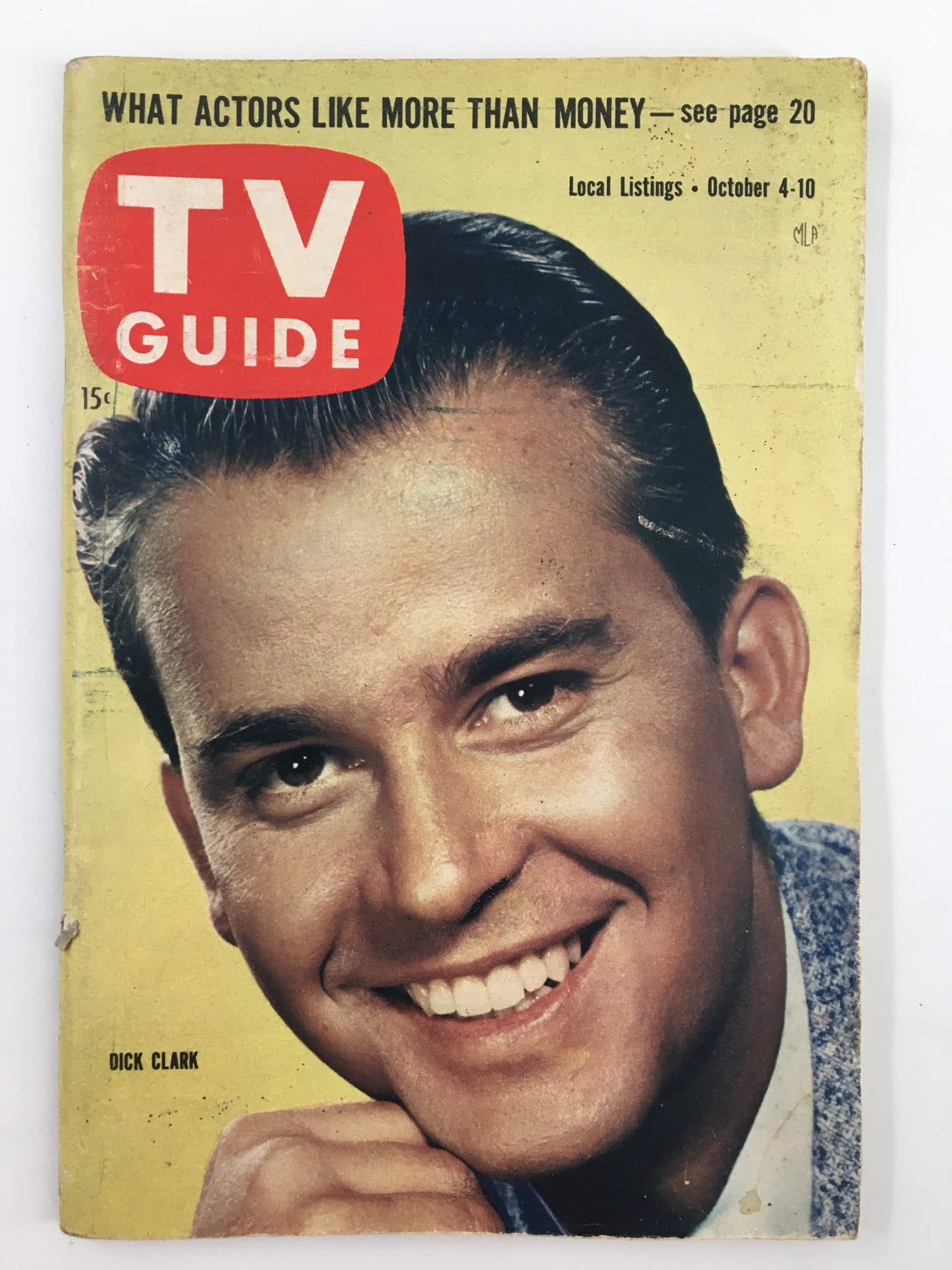 TV Guide Magazine October 4 1958 featuring Dick Clark on the cover with a smiling expression, highlighting the nostalgia of 1950s television.
