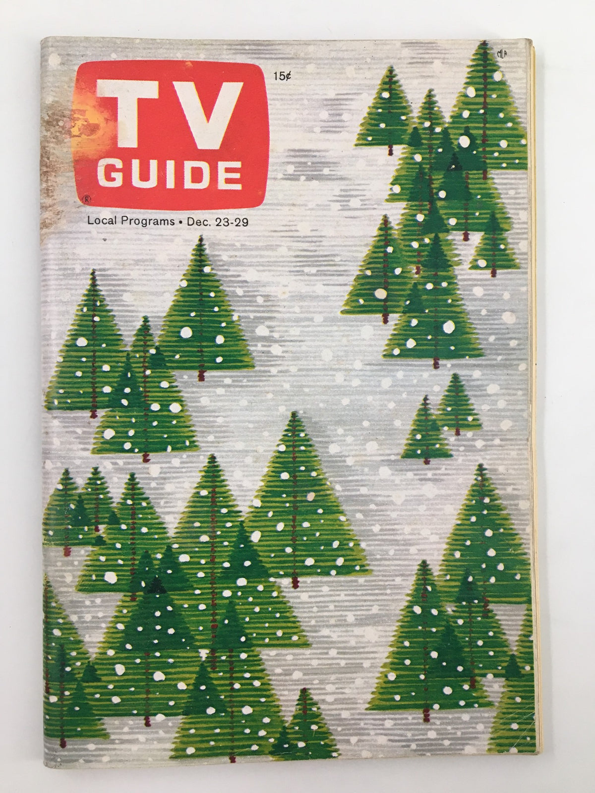 TV Guide Magazine from December 23, 1967, featuring an illustrated cover with pine trees and snowflakes. This edition is part of the New York Metro Edition, showcasing vintage television history.