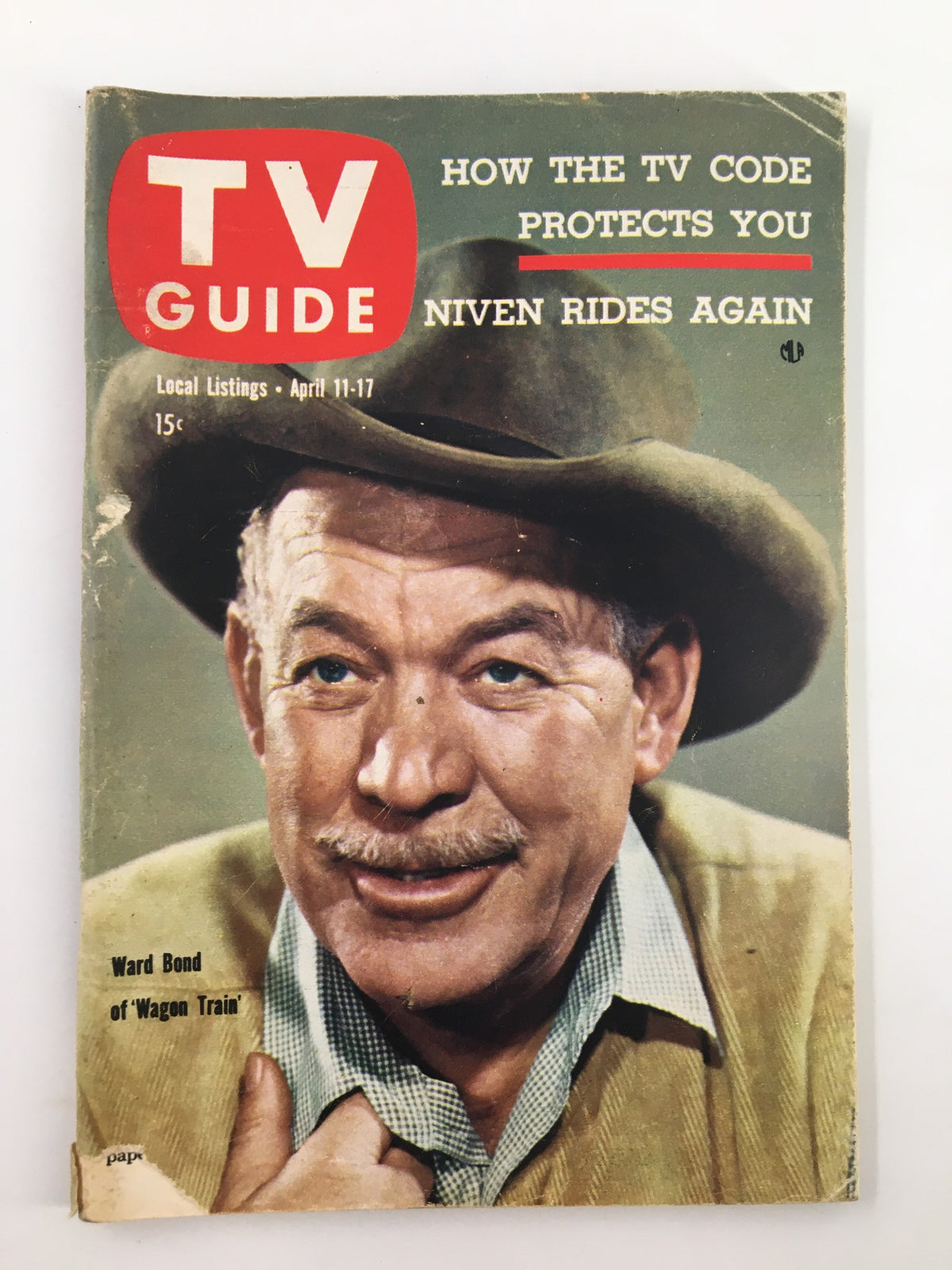 TV Guide Magazine April 11 1959 cover featuring Ward Bond, illustrating vintage television history with highlighted features on the TV code and program listings.