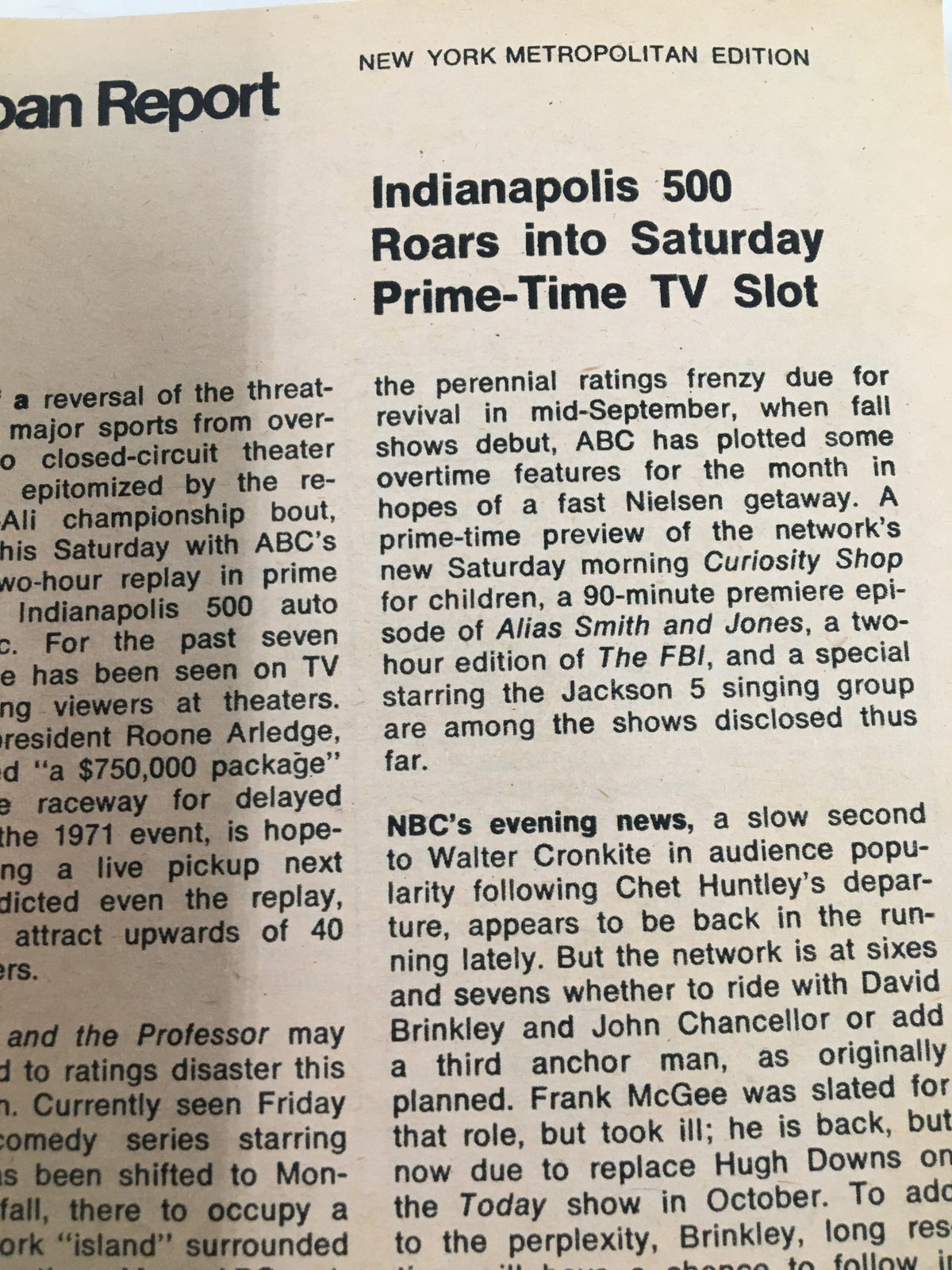 An article page from TV Guide Magazine May 29 1971, detailing entertainment news and show schedules relevant to its time.