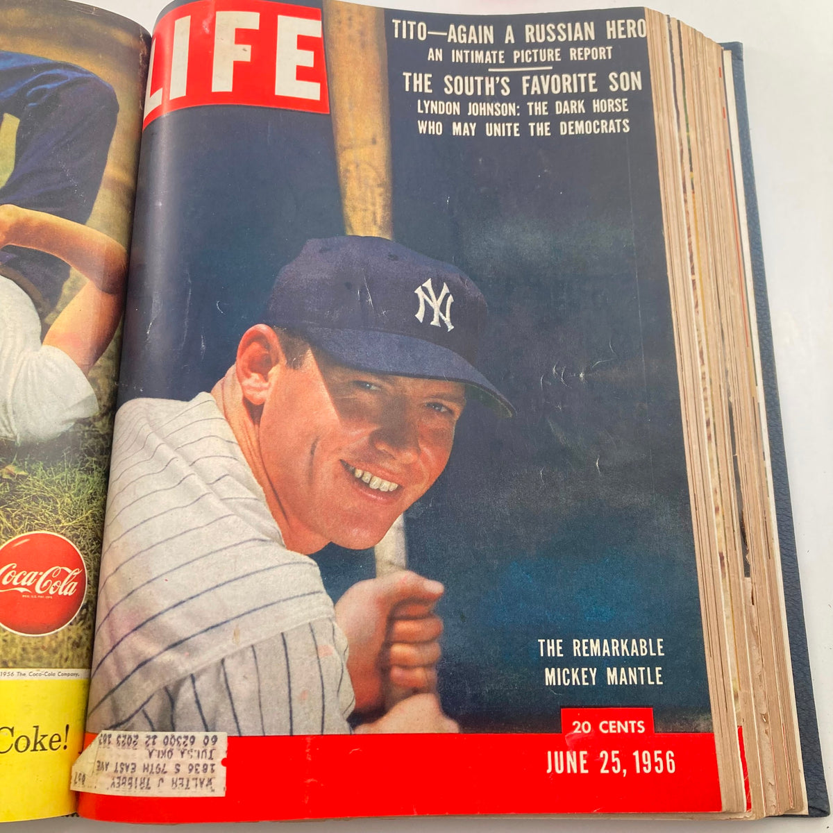 LIFE Magazine cover from June 25, 1956, featuring a portrait of baseball star Mickey Mantle.