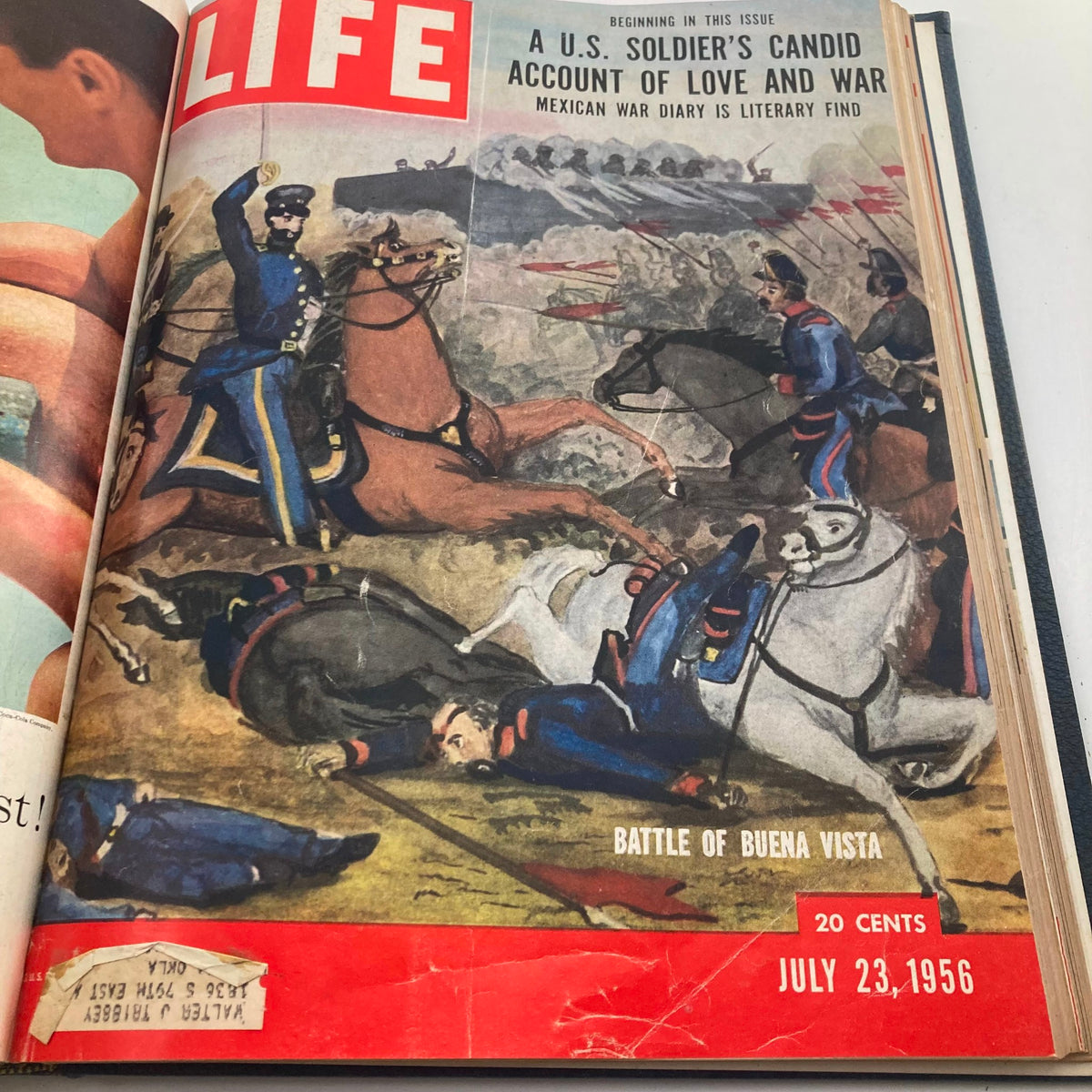 Cover of VTG 1956 Bound Life Magazine illustrating the Battle of Buena Vista with the date July 23, 1956.