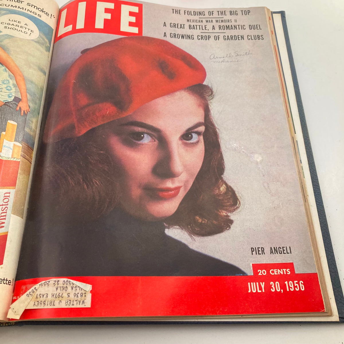 Cover of VTG 1956 Bound Life Magazine featuring Pier Angeli on July 30, 1956 issue, showcasing historical highlights and vintage photography.