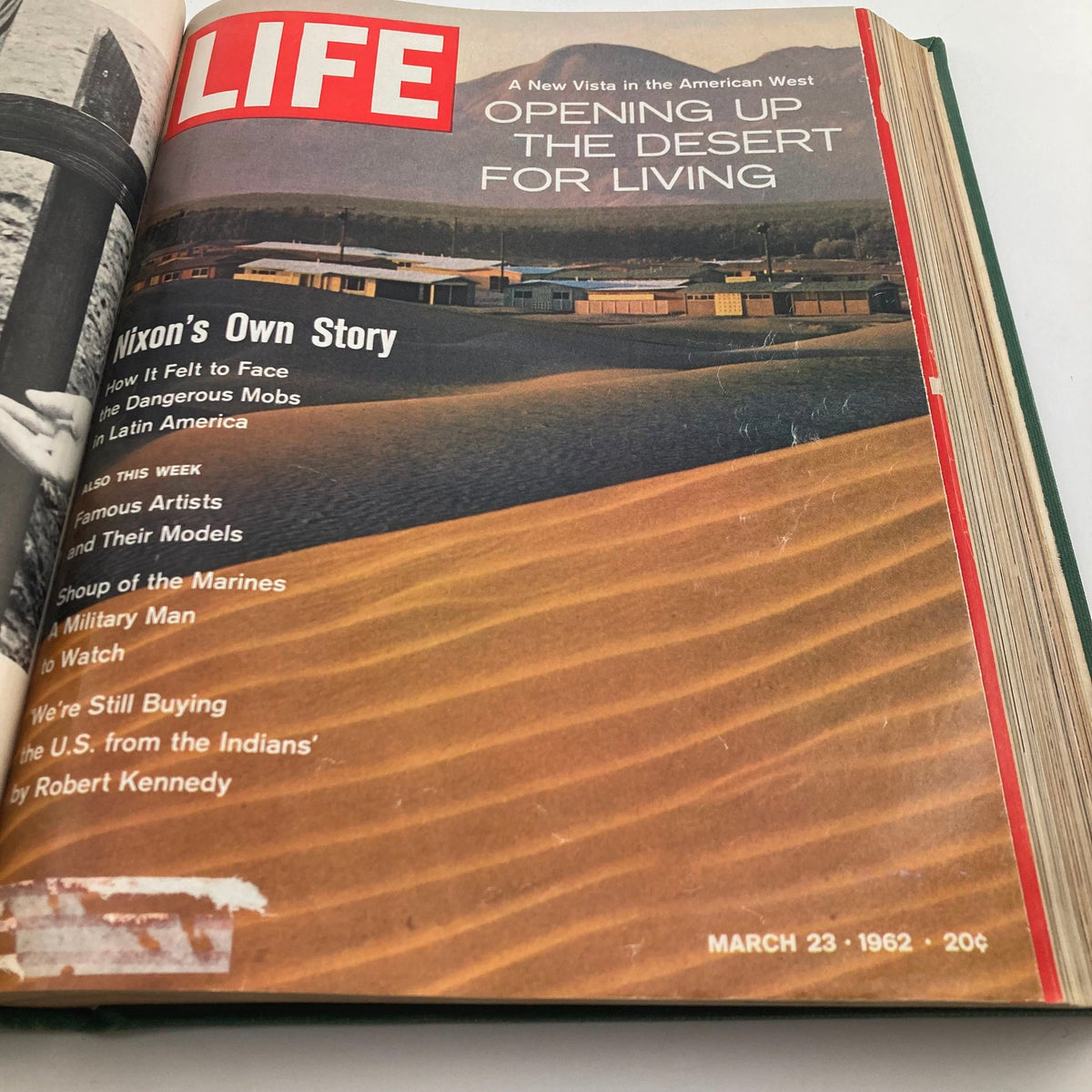 Interior page from the vintage 1962 Bound Life Magazine March - April featuring the cover story titled 'Opening Up the Desert for Living.'
