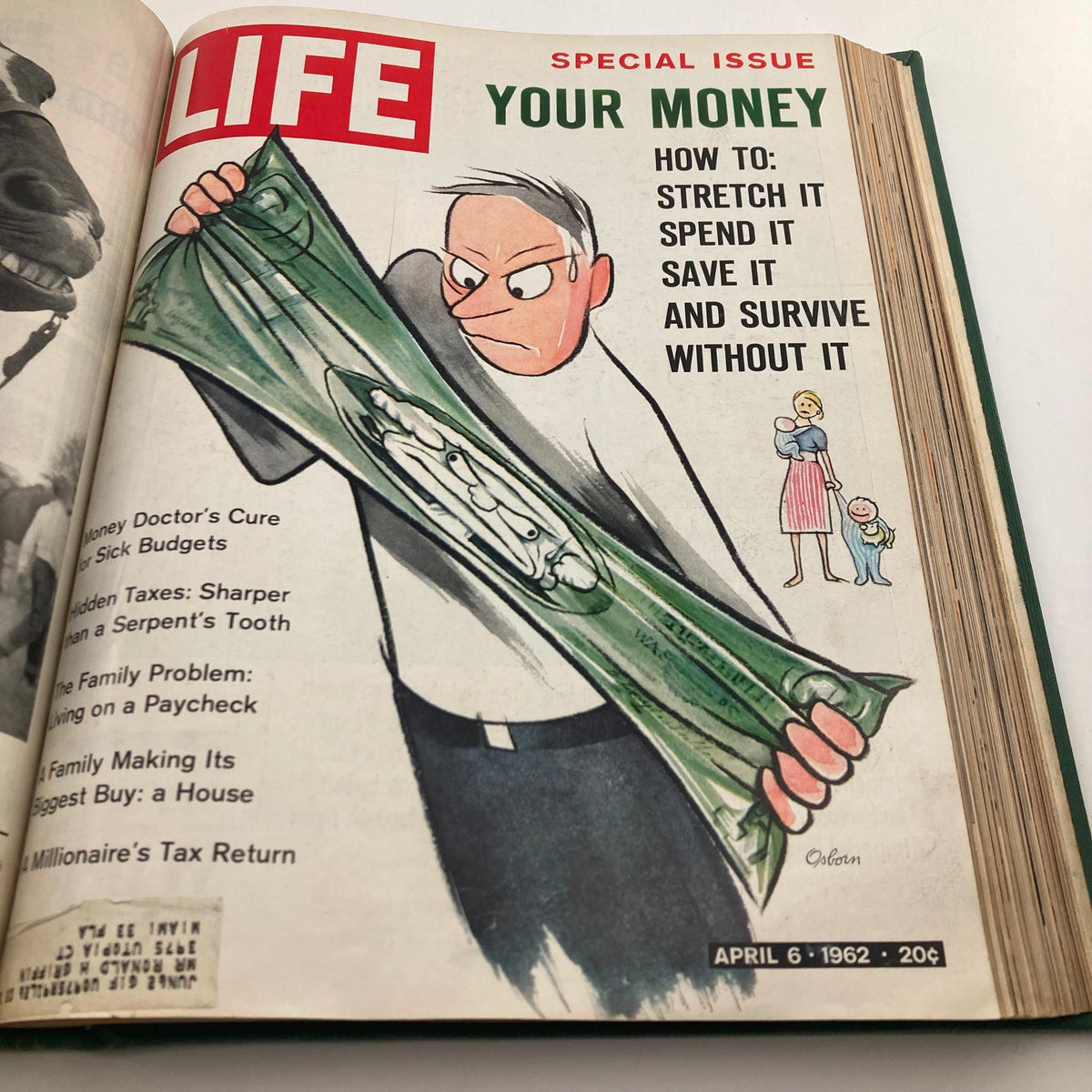 Cover of Vintage 1962 Life Magazine April 6 special issue focusing on personal finance, titled 'Your Money', illustrating financial tips and budgeting advice.