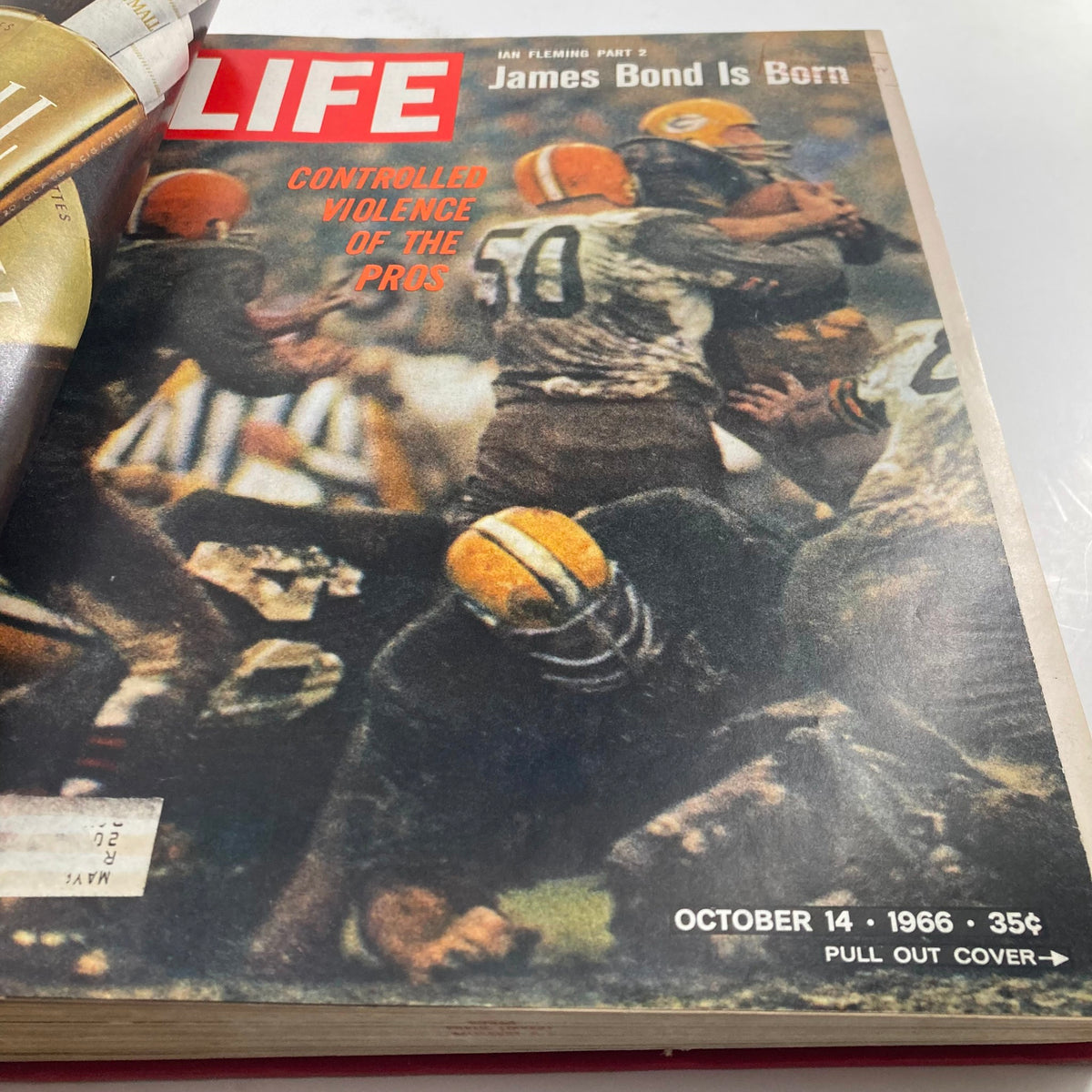 VTG 1966 Bound Life Magazine, October 14 issue cover featuring the headline 'Controlled Violence of the Pros'.
