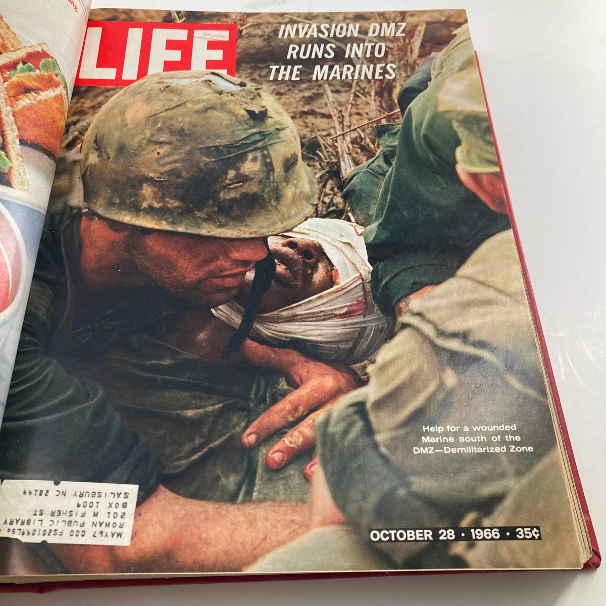 VTG 1966 Bound Life Magazine, October 28 issue cover with the headline 'Invasion DMZ Runs Into the Marines'.