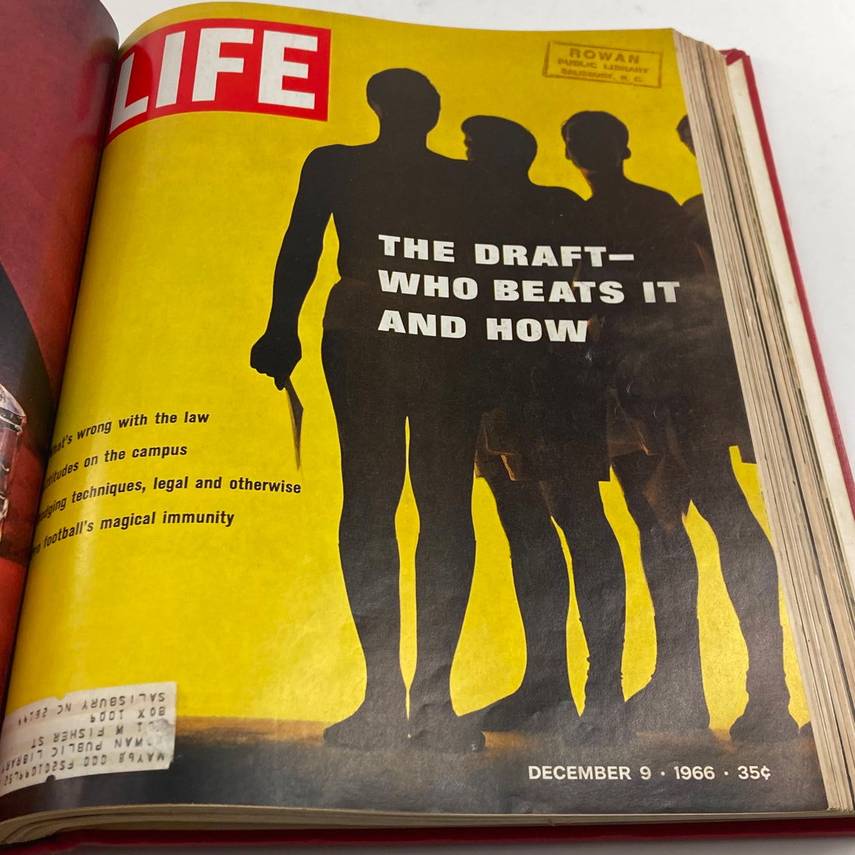 Cover of VTG 1966 Bound Life Magazine addressing the draft and military evasion on December 9, 1966.