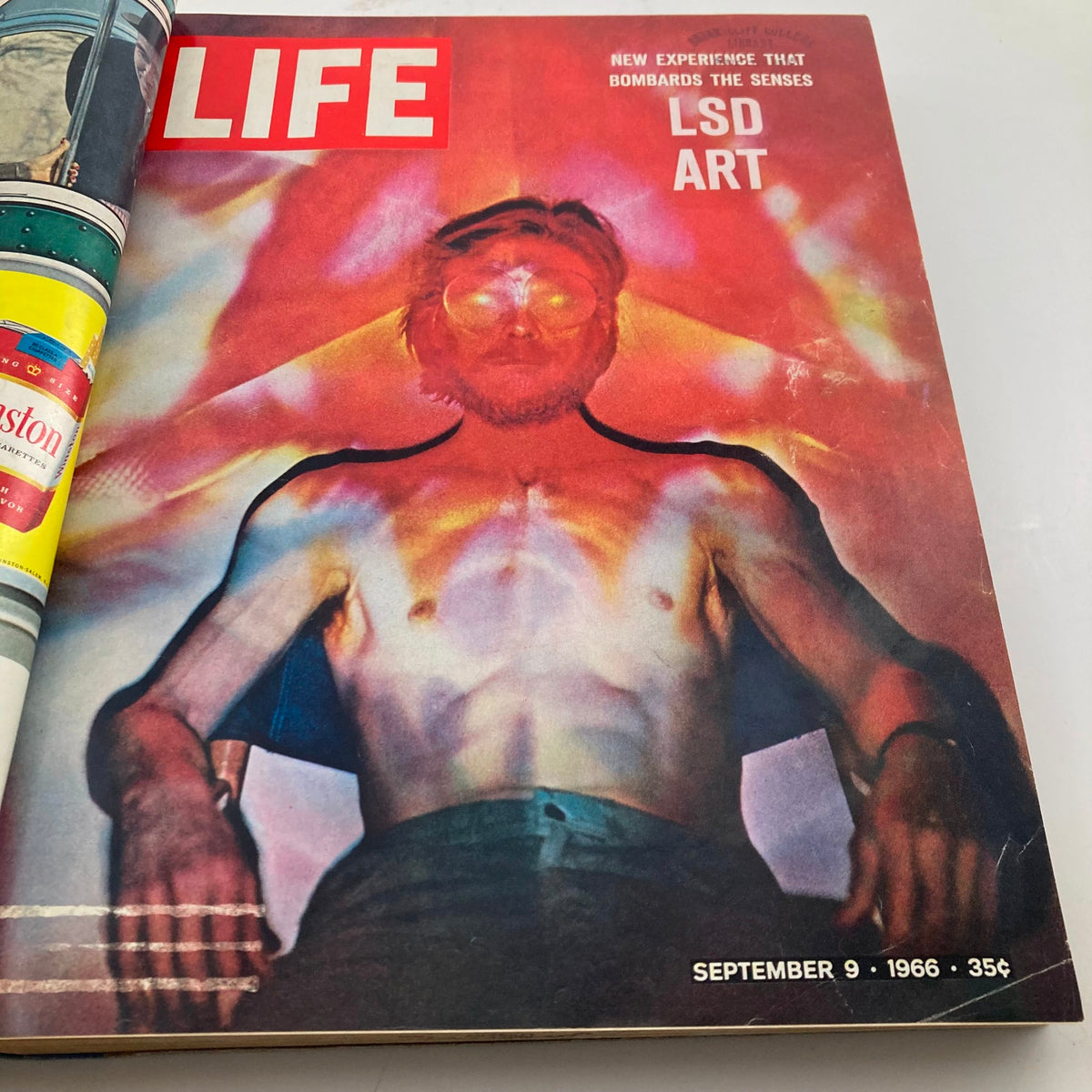 Cover of VTG 1966 Bound Life Magazine highlighting an article about LSD Art, featuring vibrant psychedelic imagery, dated September 9, 1966.