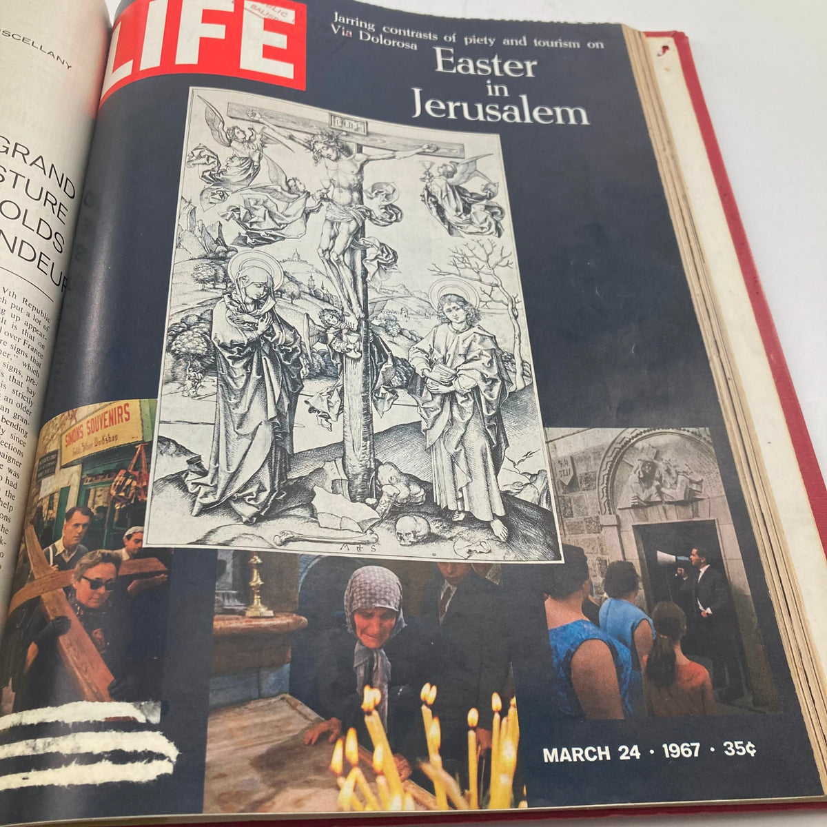 Cover of VTG 1967 Bound Life Magazine depicting Easter in Jerusalem, March 24, 1967 issue.