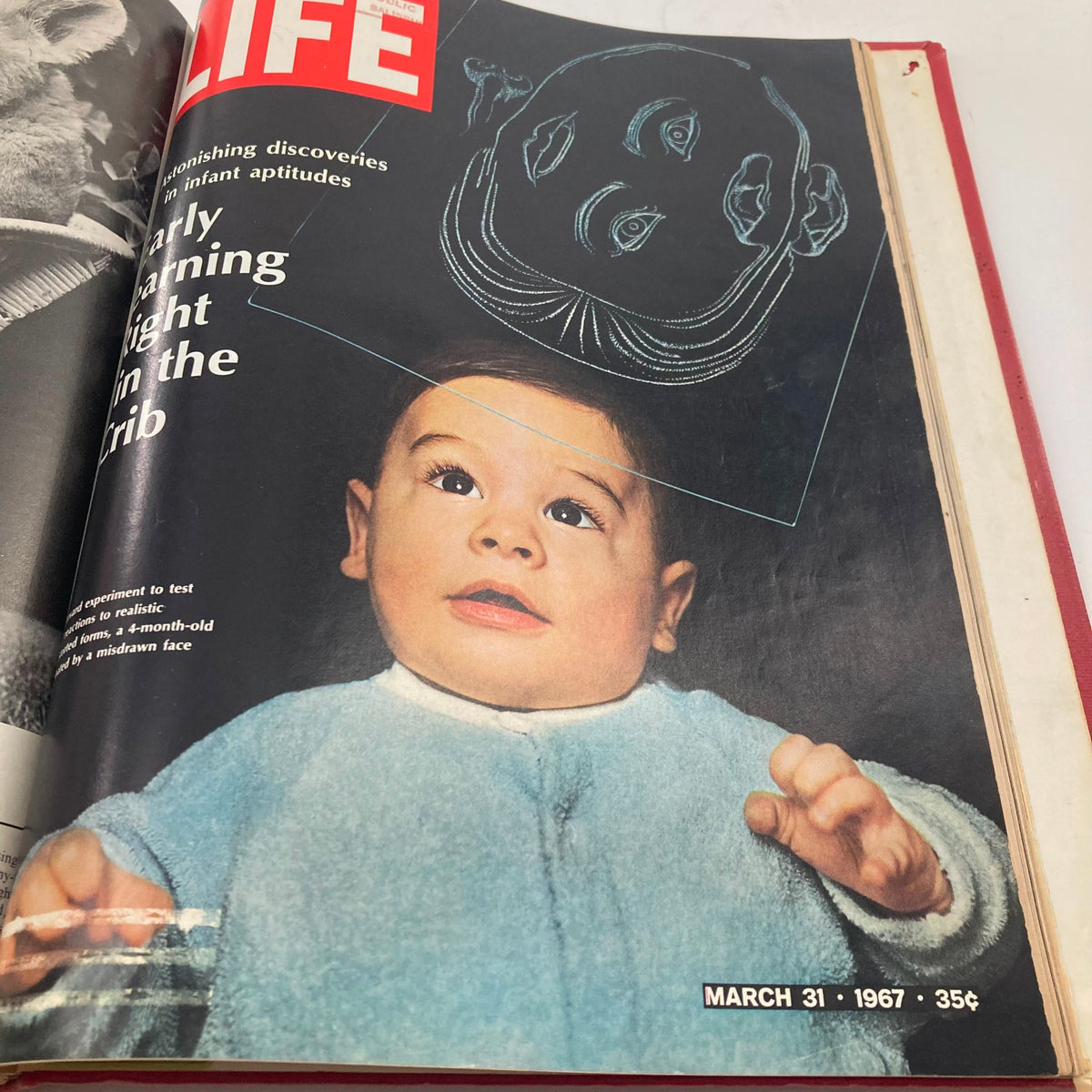 Cover of VTG 1967 Bound Life Magazine showcasing early learning in infants, March 31, 1967 issue.