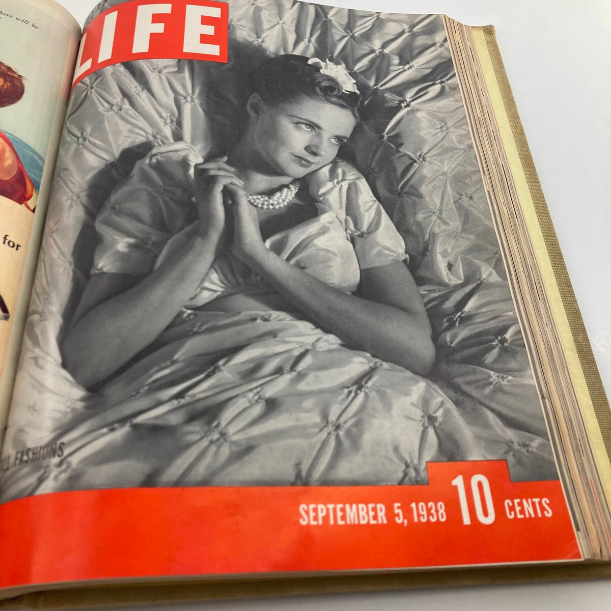 Cover of VTG 1938 Bound Life Magazine featuring a woman in elegant attire, dated September 5, 1938, highlighting vintage fashion.
