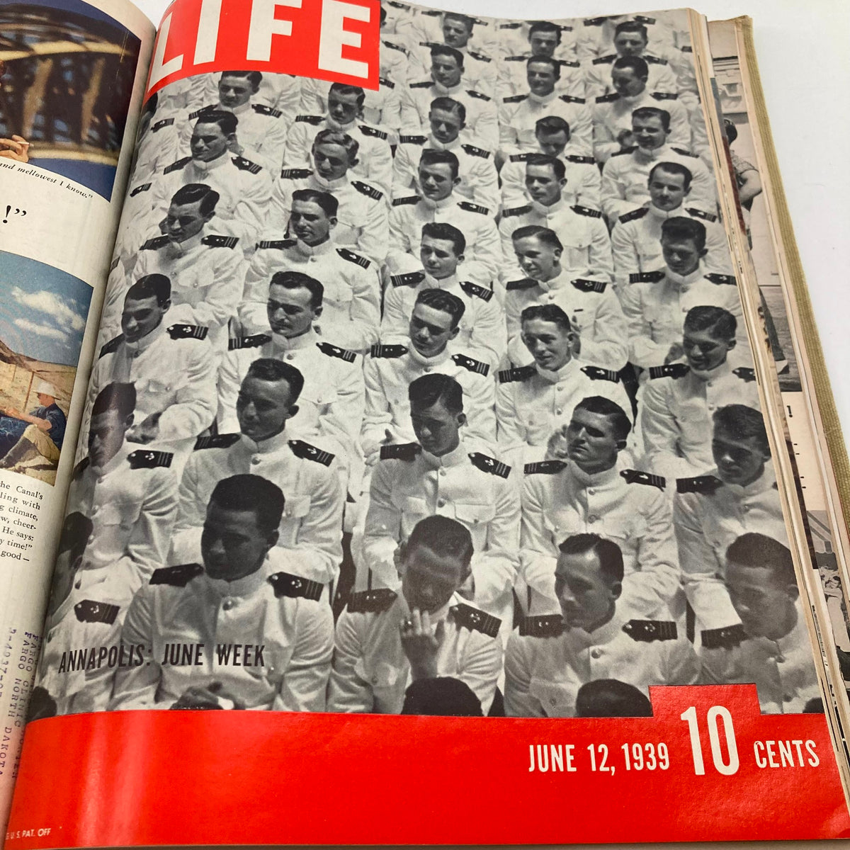 Cover of VTG 1939 Bound Life Magazine featuring a photograph of the Annapolis June Week ceremony from June 12, 1939.