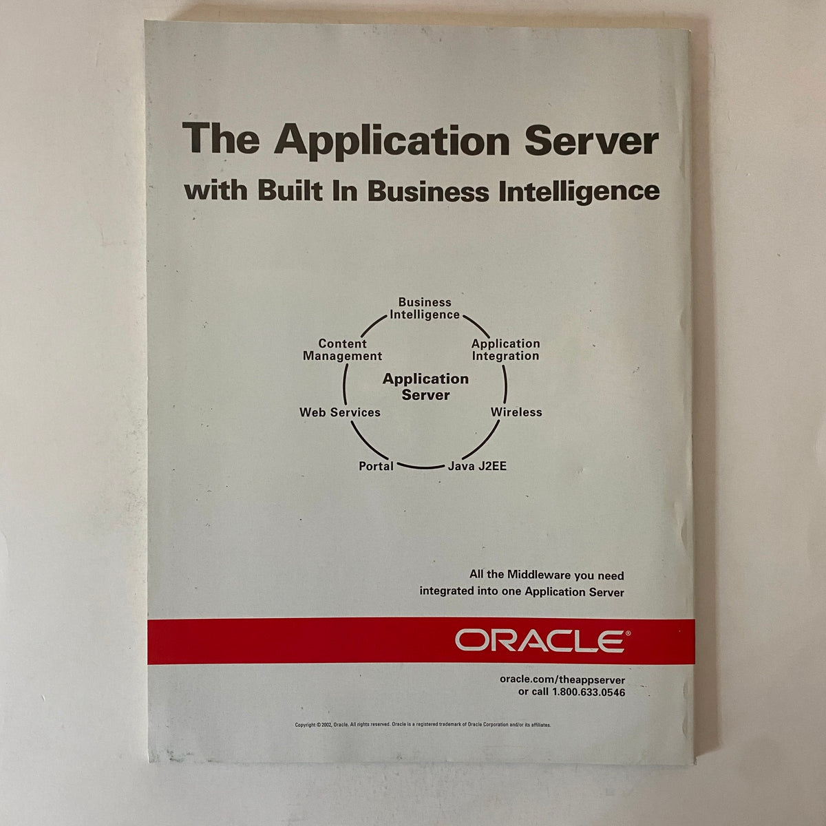 Fortune Magazine March 31, 2003 advertisement for Oracle's Application Server with built-in business intelligence, showcasing various application integrations.