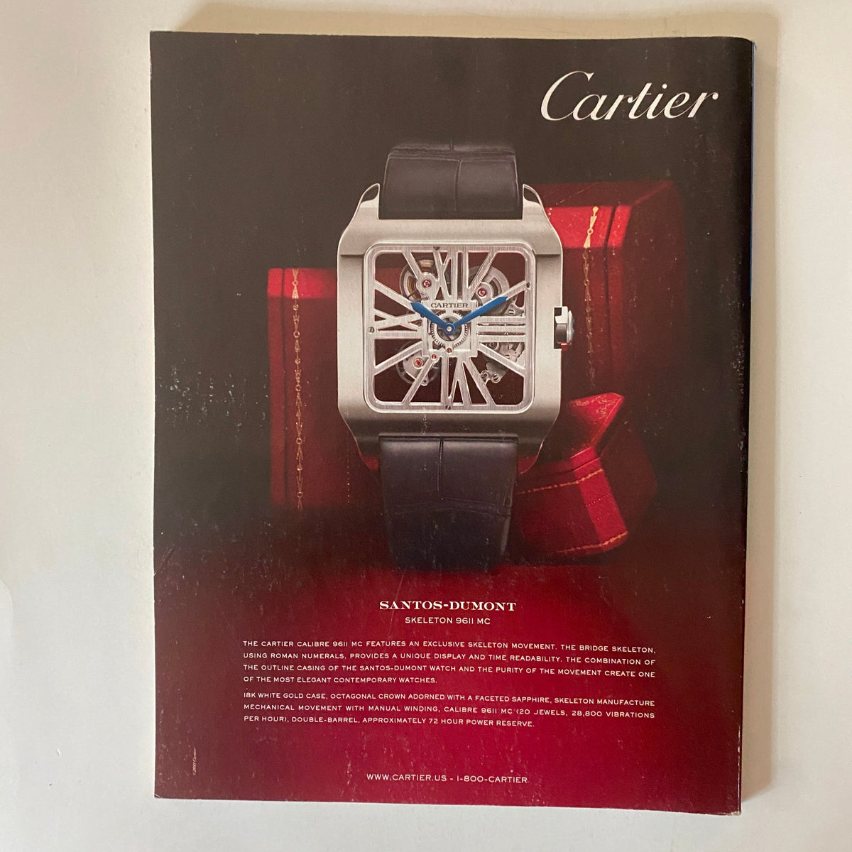 Back cover of Fortune Magazine November 21, 2011 featuring an advertisement for Cartier's Santos-Dumont watch.