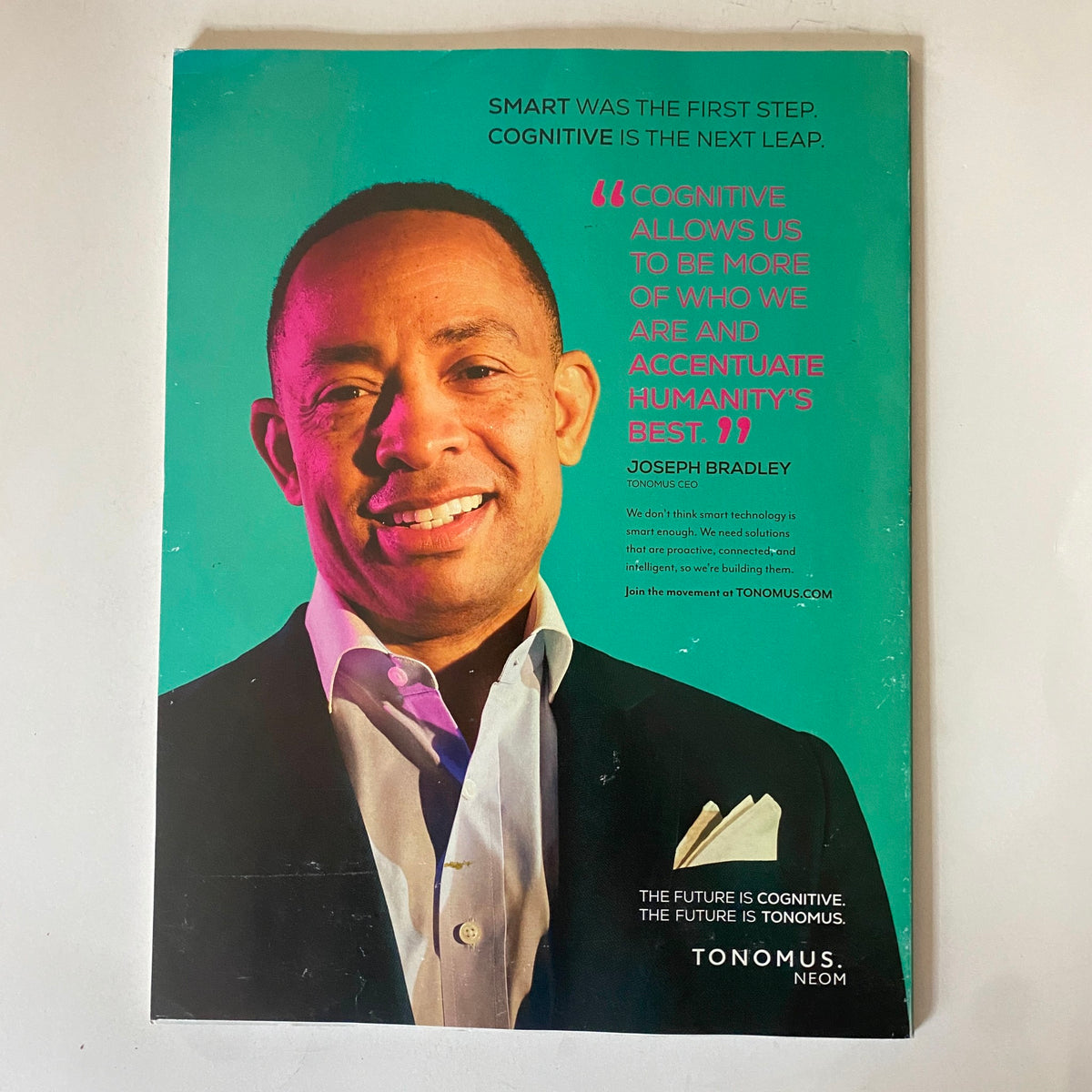 Back cover of Inc. Magazine November 2022 showcasing a quote by Joseph Bradley on cognitive potential, promoting deep insights into business innovation.