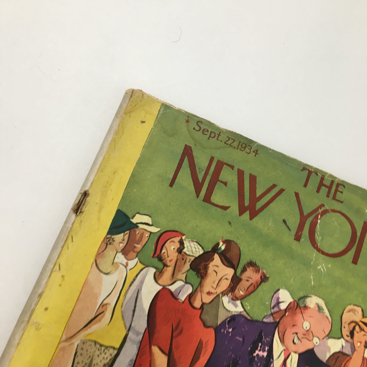 Close-up of The New Yorker Magazine September 22 1934 featuring the title and date on the cover, highlighting vintage design elements.