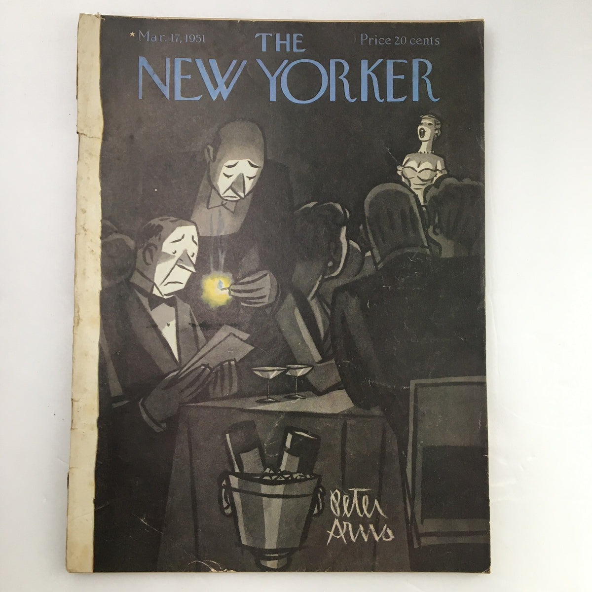 Cover of The New Yorker Magazine, March 17 1951, featuring an illustration by Peter Arno showing elegantly dressed characters in a dimly lit setting, capturing the essence of vintage New York.