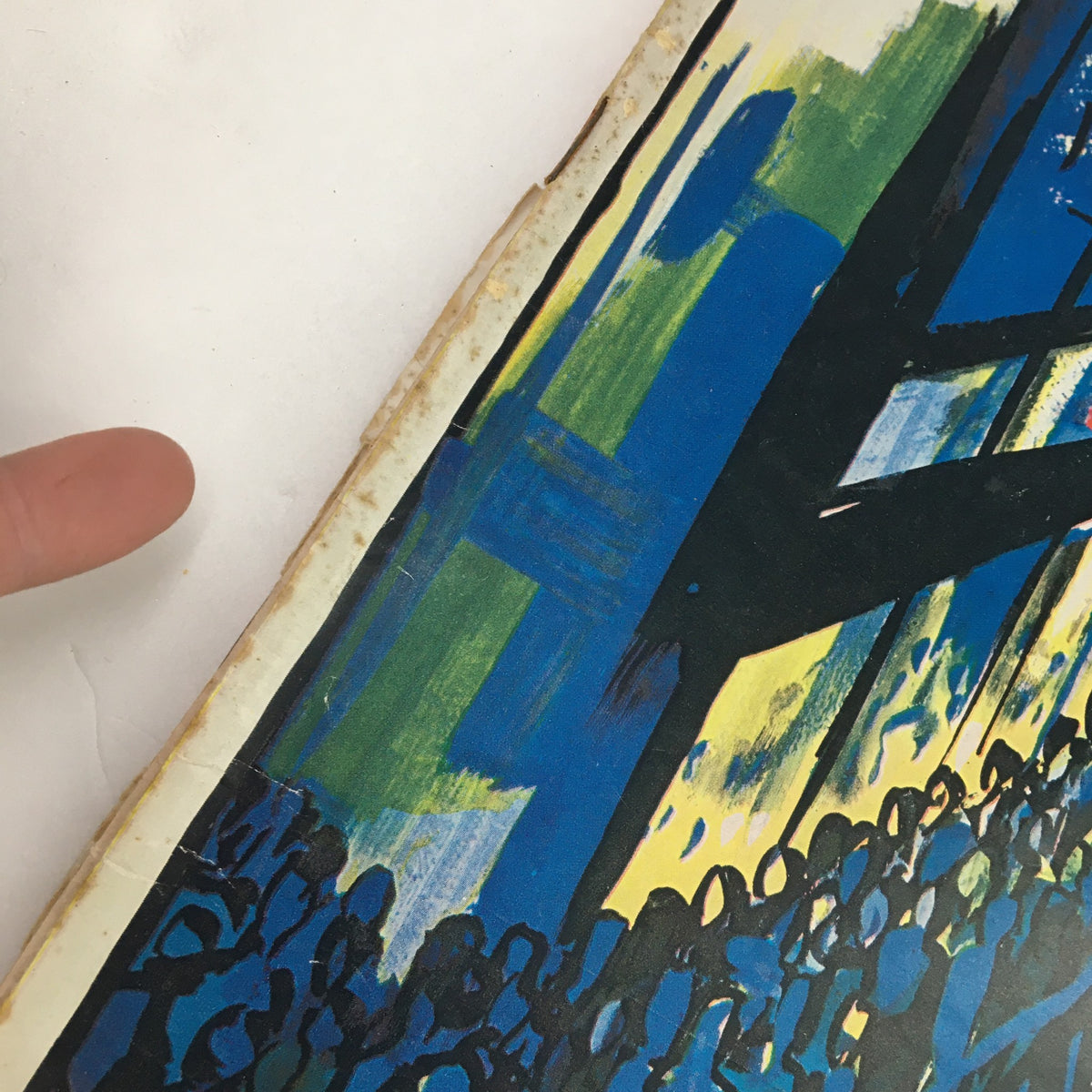 Close-up view of the edge of The New Yorker Magazine July 11 1964, highlighting the cover design by Arthur Getz.