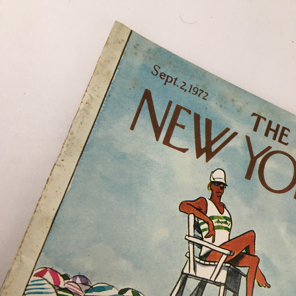 Close-up of The New Yorker Magazine September 2, 1972 cover showing the date and iconic title, created by artist Charles Saxon.