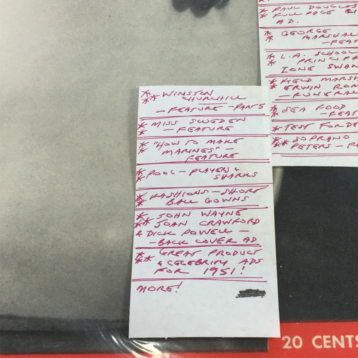 Detailed listings from the VTG Life Magazine October 8 1951 including features on Winston Churchill, how to make mayonnaise, and celebrity highlights. An informative snapshot of early 1950s media.