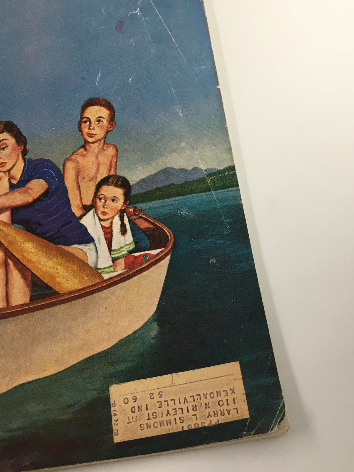Close-up of the cover of The Saturday Evening Post dated June 27, 1959, showing details from the title 'The Struggle To Get Hoffa' and the family in the boat.