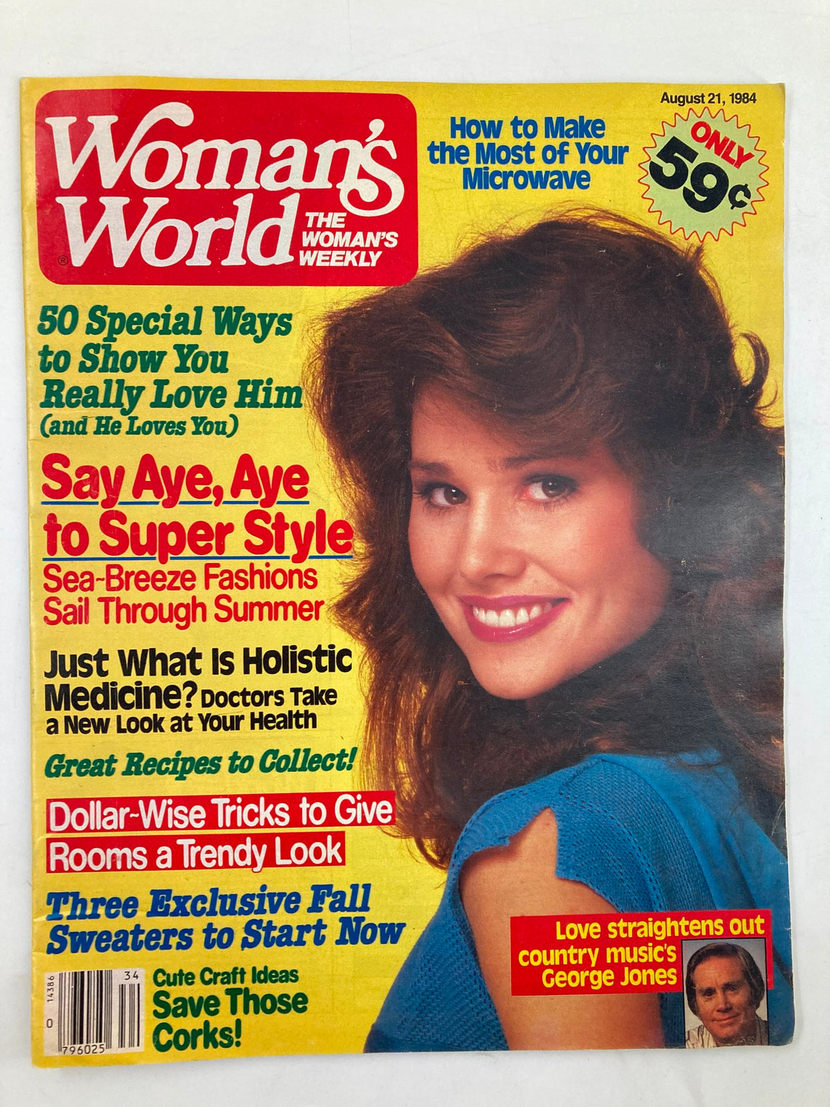 Cover of Woman's World Magazine, August 21, 1984, featuring a young woman smiling, with headlines on holistic medicine, fashion tips, and more.