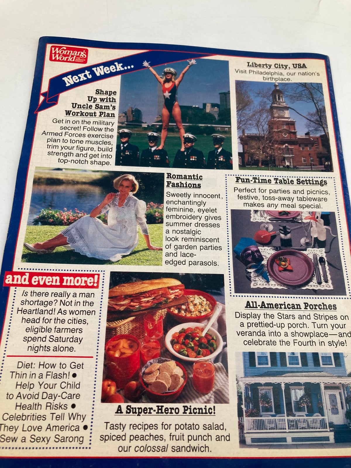Cover of Woman's World Magazine June 25 1985 titled 'A Breath of Fresh Air,' featuring a section called 'Next Week...' highlighting articles on fitness, fashion, entertaining ideas, and a picnic recipe.