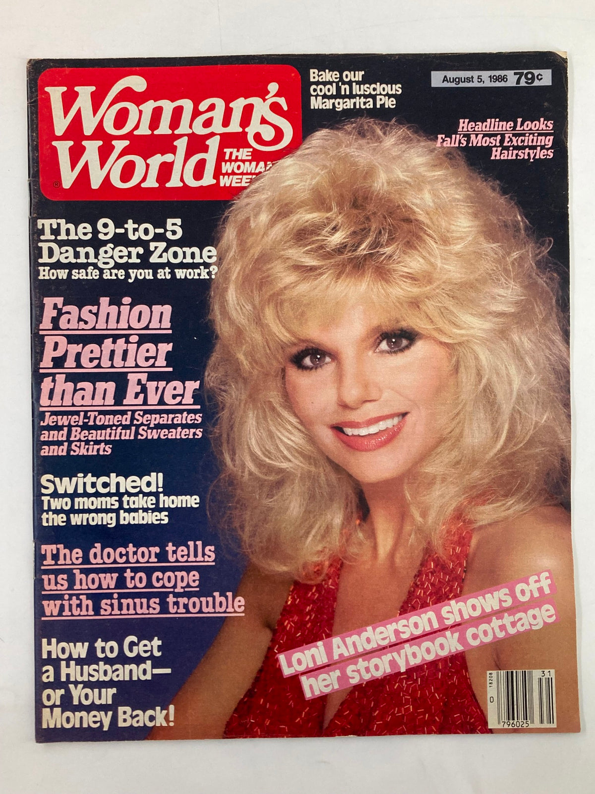 Cover of Woman's World Magazine August 5 1986 featuring Loni Anderson highlighting her storybook cottage and 1980s fashion trends.