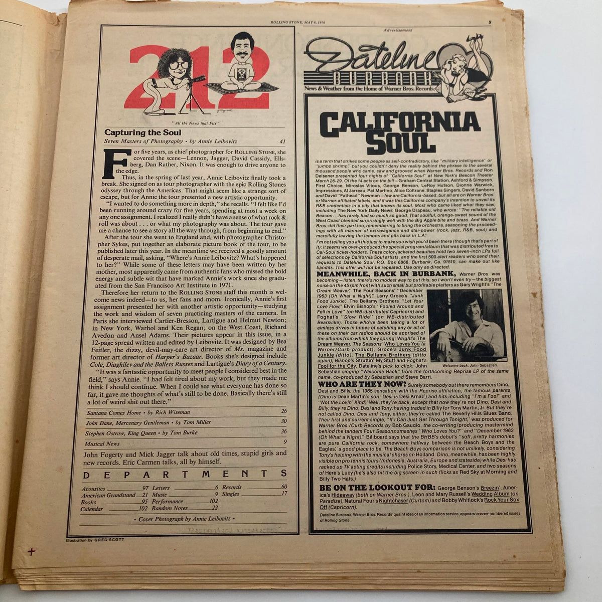 Vintage Rolling Stone Magazine May 6 1976 No. 212 Carlos Santana No Label