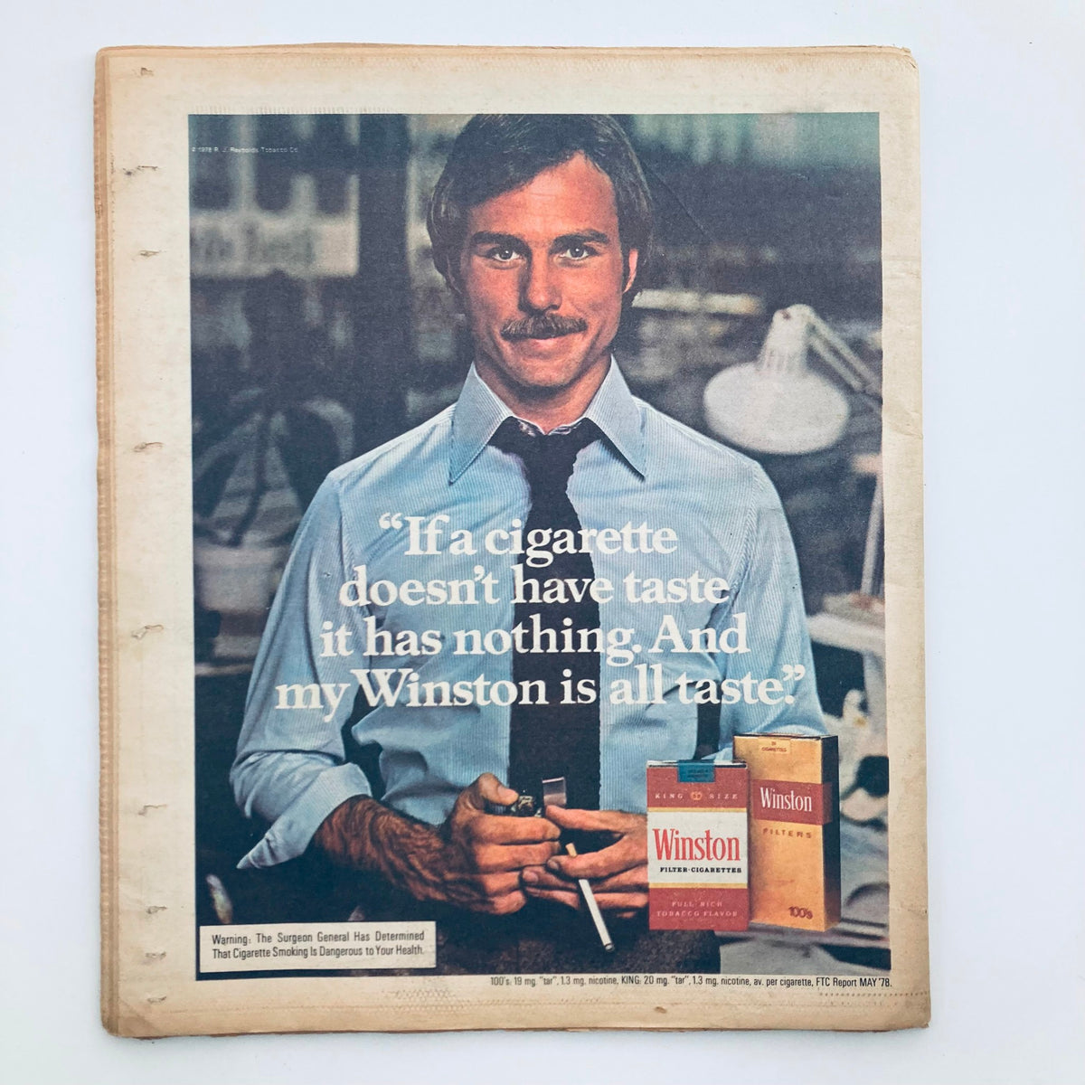 Vintage Rolling Stone Magazine October 19 1978 cover advertisement featuring Winston cigarettes with a man promoting the brand.