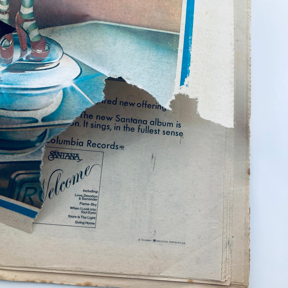 Close-up of the cover of VTG Rolling Stone Magazine January 3 1974 No. 151, highlighting the artwork and details from the 'The Denim Affair' issue.